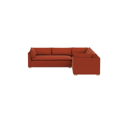 The Laguna 3-Piece L-Shape Loveseat Sectional is a spacious, deep red sofa featuring a minimalist design. It offers clean lines and plush cushions for a modern and stylish seating option.