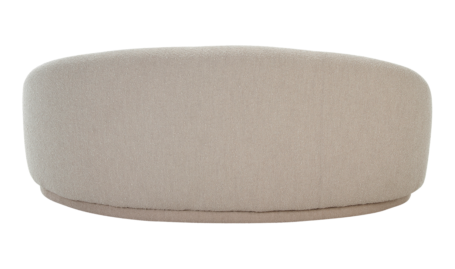 The Excelsior Sofa Cream is a round, beige ottoman with softly textured fabric featuring a smooth, cushion-like surface and a flat base, making it suitable for use in a living room or lounge.