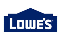 The image shows the Lowe's logo, which features the word "Lowe's" in bold white letters with a registered trademark symbol in the top right corner. The text is set against a dark blue background shaped like a stylized house.