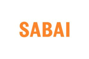 The image displays the word "SABAI" in bold, uppercase orange letters on a white background.