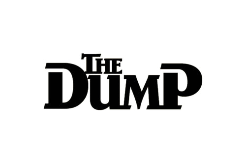 Bold, black text on a white background reads ‚ÄúThe Dump‚Äù with a stylized font where the letters "T" in "The" and "D" in "Dump" are significantly larger than the other letters.