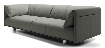 Introducing the Essex Sofa, a modern and minimalist piece with a sleek design, metal legs, plush cushions, and clean lines in an elegant gray color.