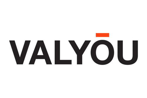 The image consists of the word "VALY≈åU" in bold, black capital letters on a white background. The letter "≈å" features a small orange bar above it.