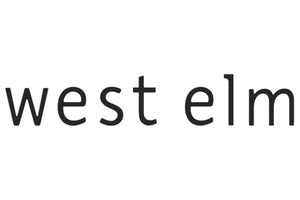 West Elm logo featuring the brand name in lowercase, black, sans-serif font on a white background.