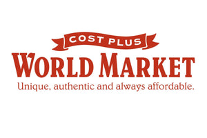 Cost Plus World Market logo with text reading 'Unique, authentic and always affordable.'.