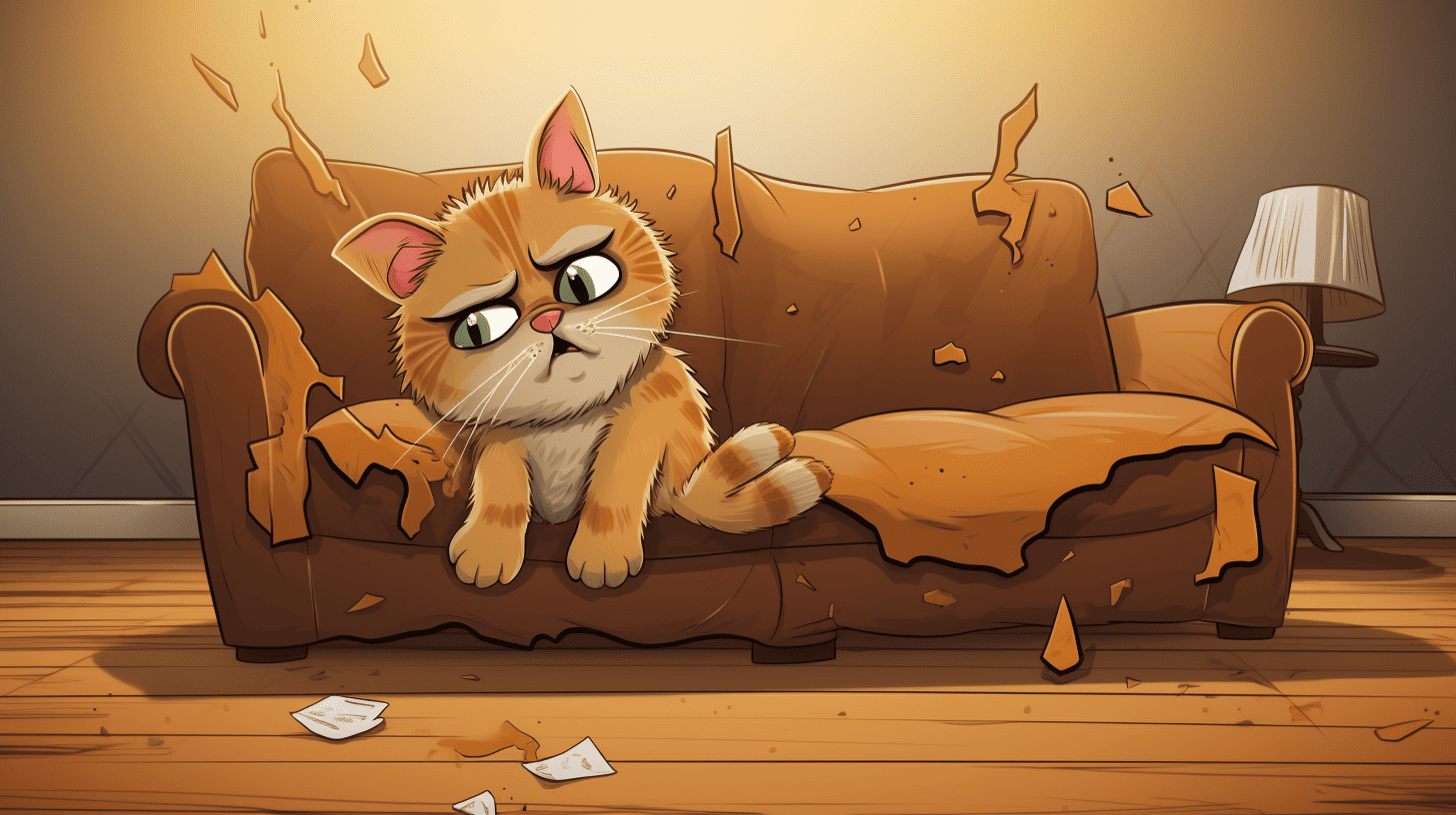 cartoon cat scratching furniture for no apparent reason