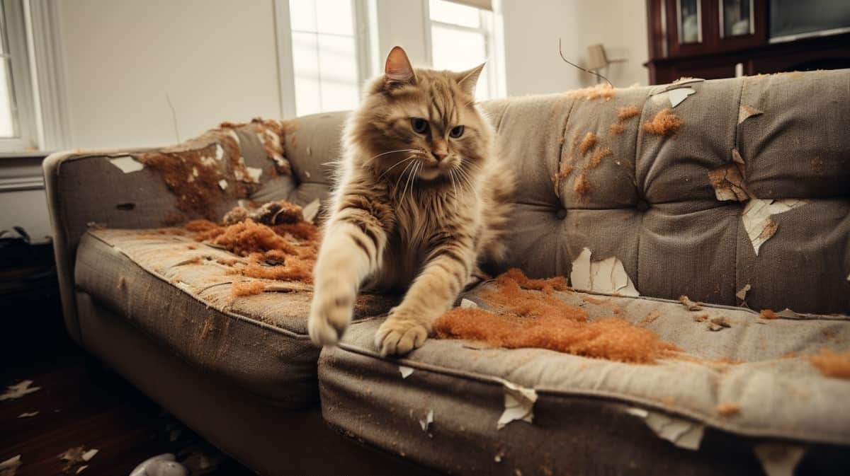 Cat scratching a couch