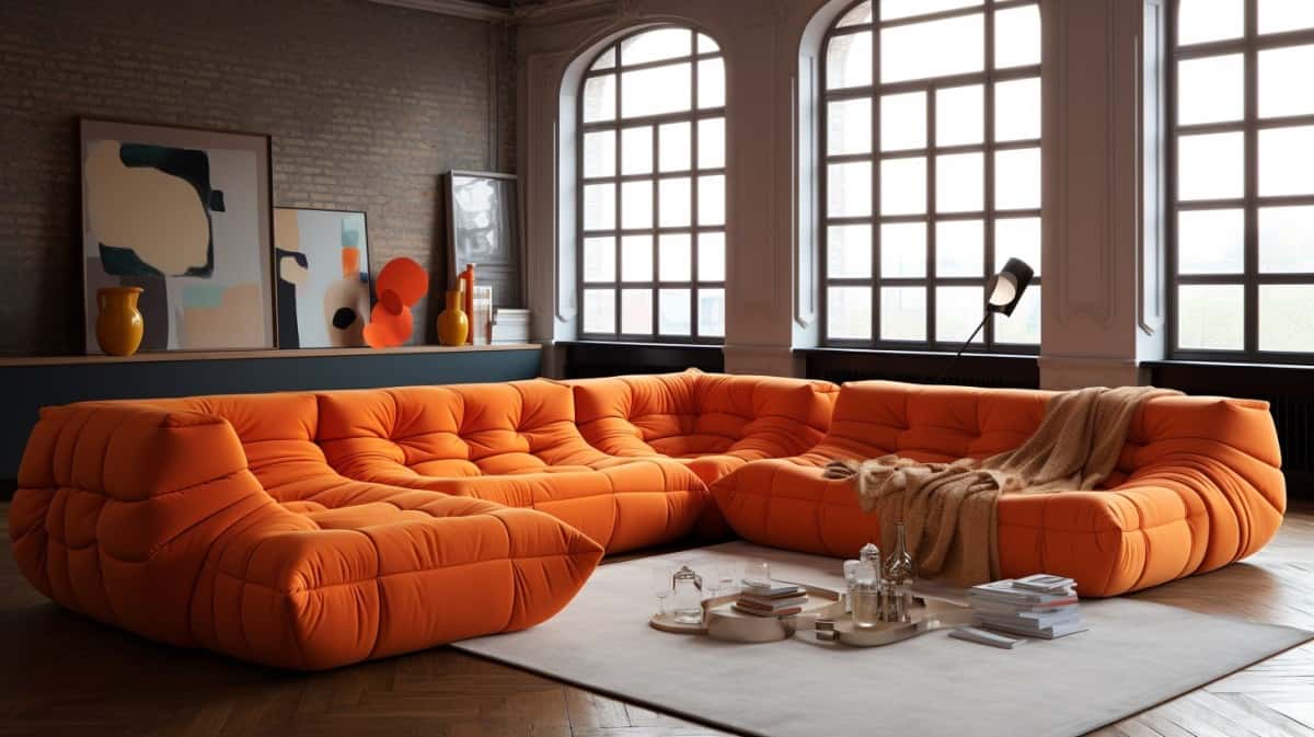 Modular orange sofa