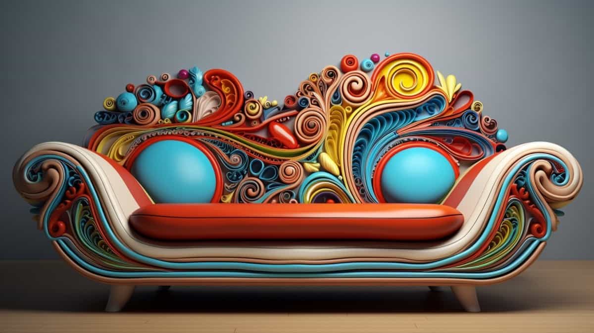 A crazy couch made of odd shapes