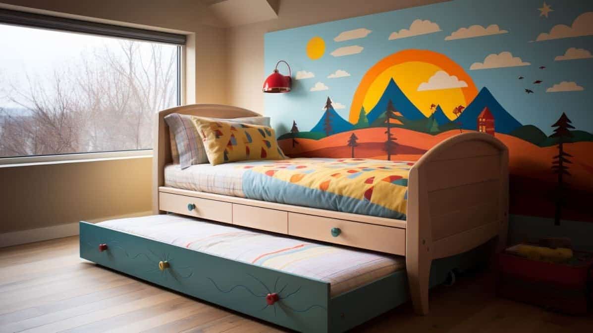 Trundle bed in kids room