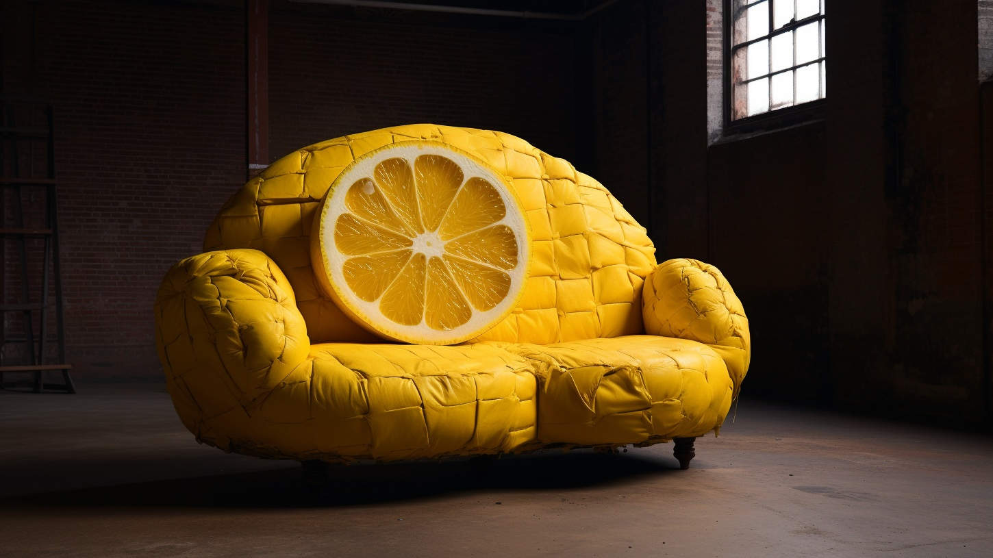 A lemon couch depicting one that is of very bad quality