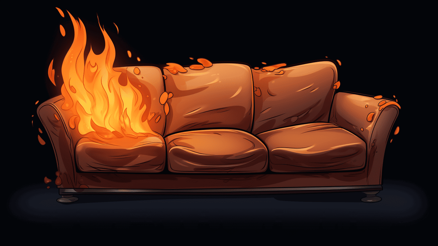 couch on fire to highlight the importance of sofa safety