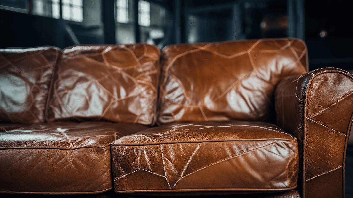 cracking and peeling leather couch with deep cracks