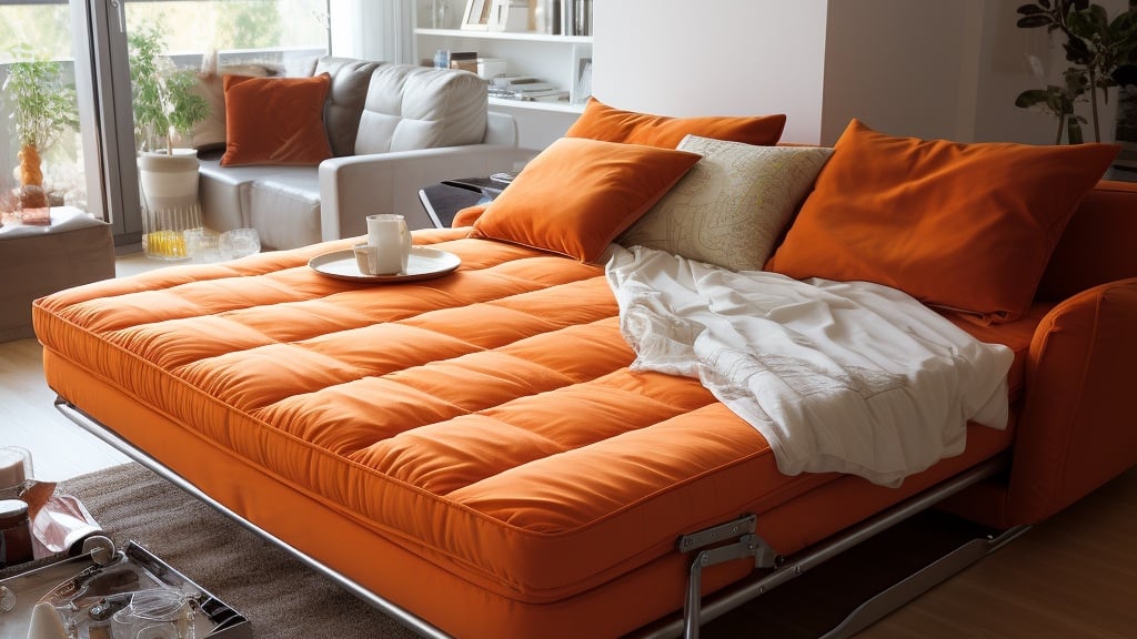 orange air mattress sleeper sofa