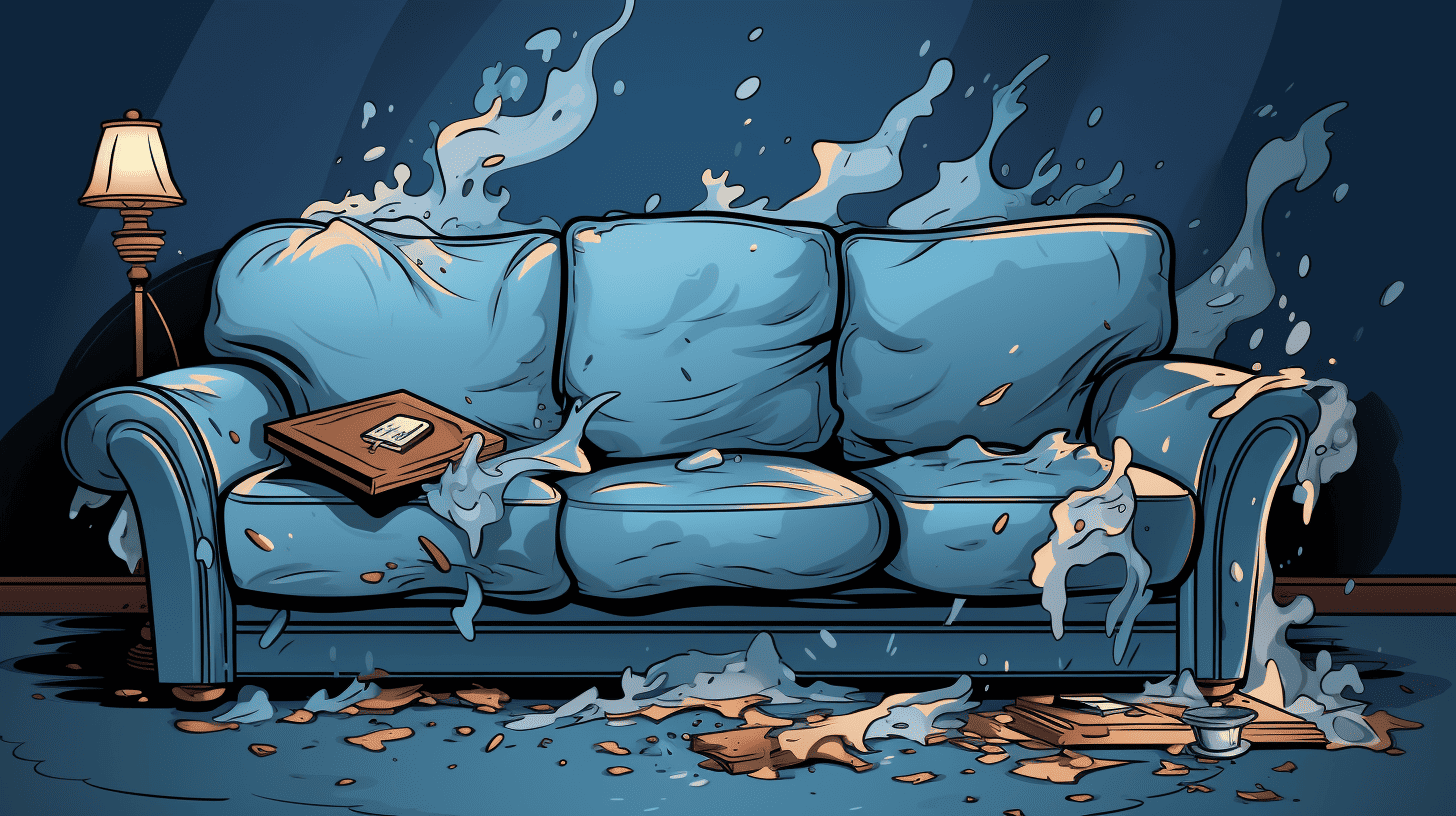 Cartoon of a smelly dirty couch